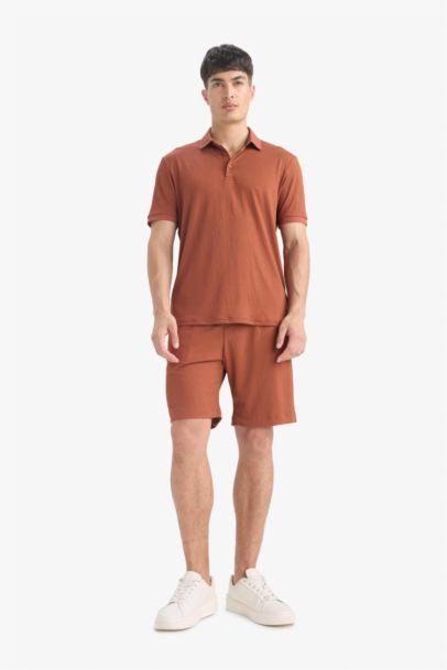 Regular Fit Crinkle Bermuda Shorts