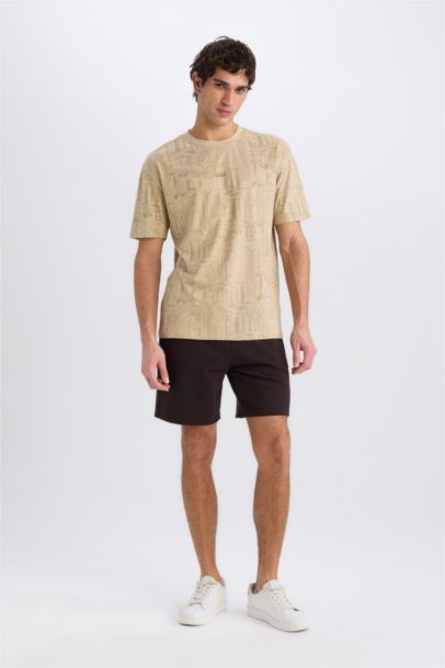 Boxy Fit Crew Neck Printed Short Sleeve T-Shirt