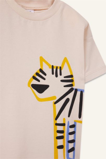 Bisiklet Yaka Baskılı Kısa Kollu Tişört Erkek Bebek