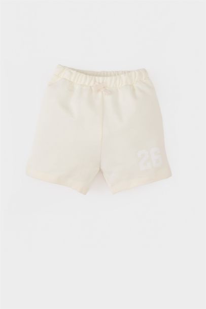 شورت بيبي ولادي بطبعة شعار قماش رقيق قصة عادية