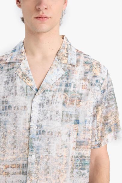 Regular Fit Apache Neck Short Sleeve Shirt