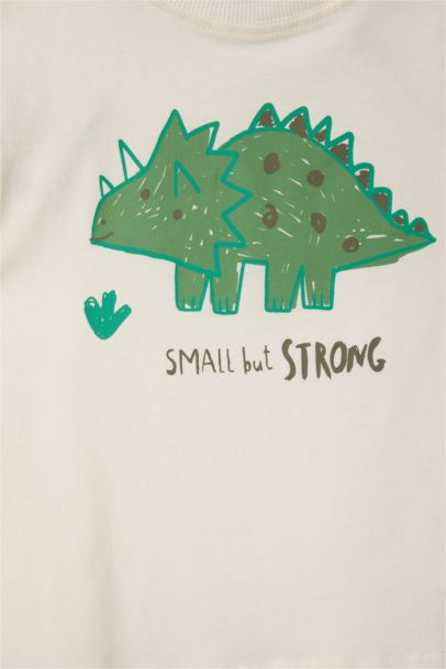 Regular Fıt Dinozor Baskılı Kısa Kollu Tişört Erkek Bebek