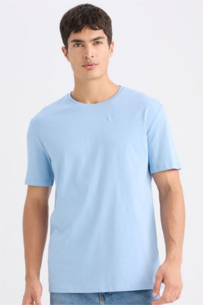 New Regular Fit Bisiklet Yaka Basic Düz Kısa Kollu Tişört