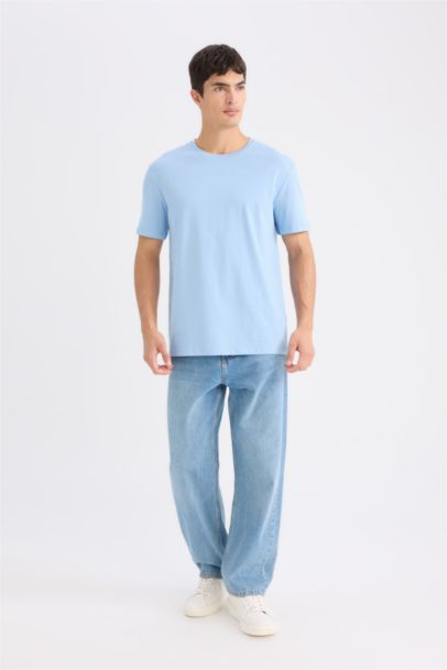 New Regular Fit Bisiklet Yaka Basic Düz Kısa Kollu Tişört