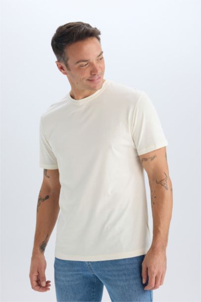 New Regular Fit Bisiklet Yaka Basic Düz Kısa Kollu Tişört