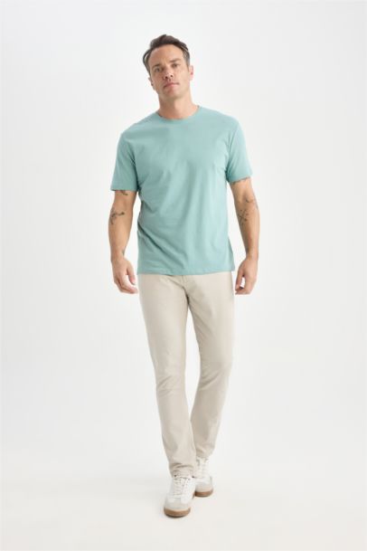 New Regular Fit Bisiklet Yaka Basic Düz Kısa Kollu Tişört