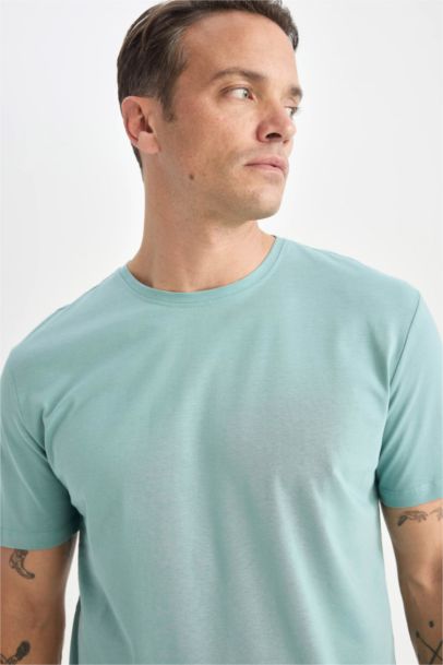 New Regular Fit Bisiklet Yaka Basic Düz Kısa Kollu Tişört