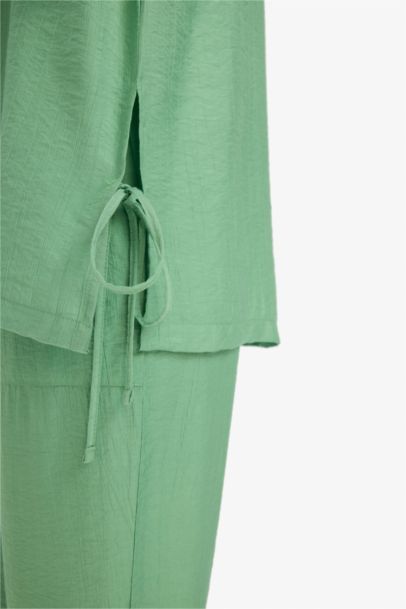 Relax Fit Crinkle Fabric Long Sleeve Tunic