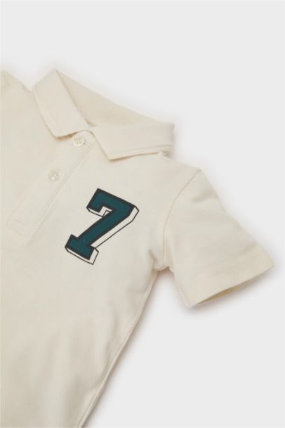 Polo Yaka Baskılı Pike Kısa Kollu Tişört Erkek Bebek