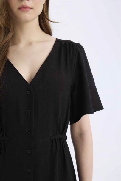 A Cut V-Neck Butterfly Sleeves Dress