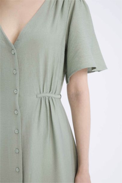 A Cut V-Neck Butterfly Sleeves Dress