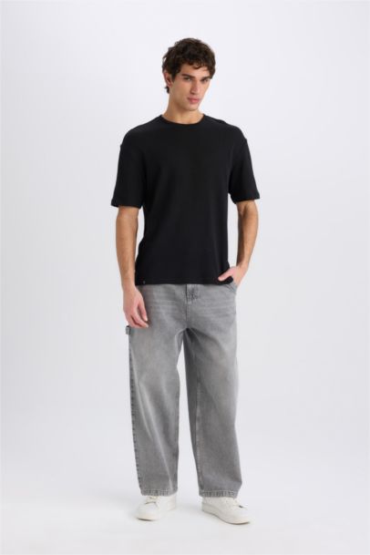 تيشيرت أوفر سايز نص ردن بياخة مستديرة