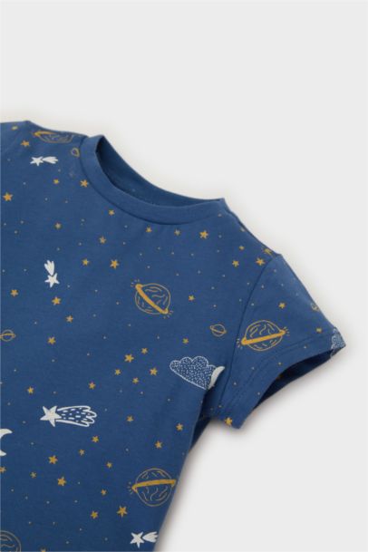 %100 Pamuklu Desenli Pijama Takımı Erkek Bebek