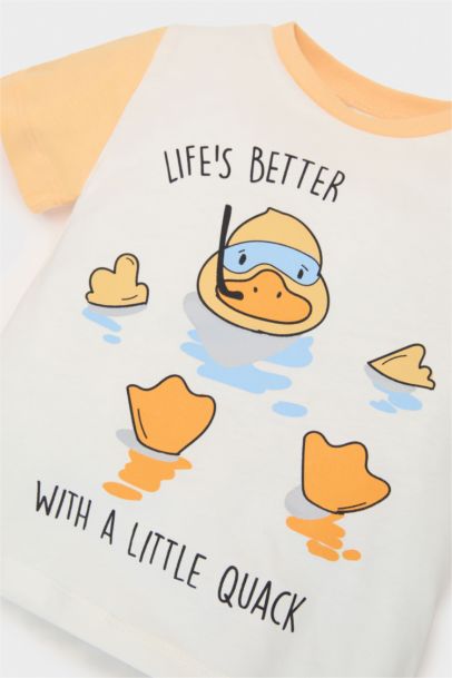 %100 Pamuklu Hayvan Desenli Beli Lastikli Pijama Takımı Erkek Bebek