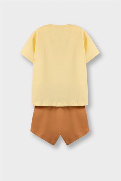 2'li Takım Aslan Baskılı Kısa Kollu Tişört Beli Lastikli Şort Erkek Bebek