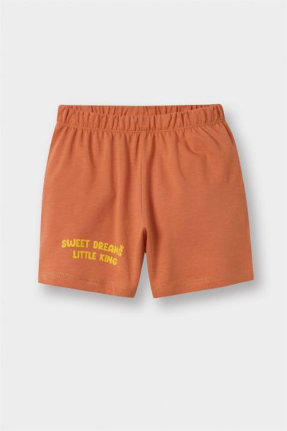 %100 Pamuklu Aslan Baskılı Beli Lastikli Pijama Takımı Erkek Bebek