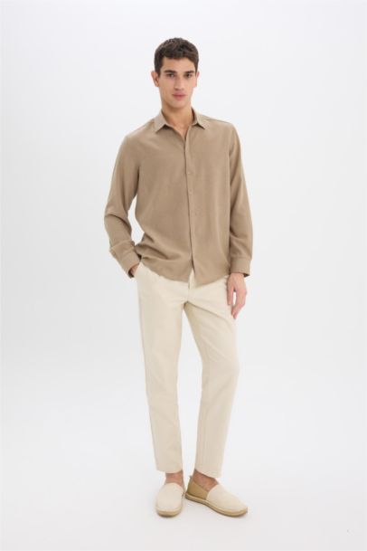 Modern Fit Polo Collar Long Sleeve Shirt