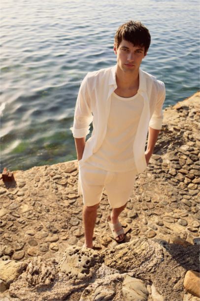 Regular Fit Polo Neck Linen Look Shirt