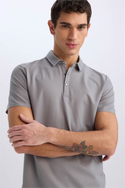 Поло футболка Slim Fit с короткими рукавами и текстурой вафли