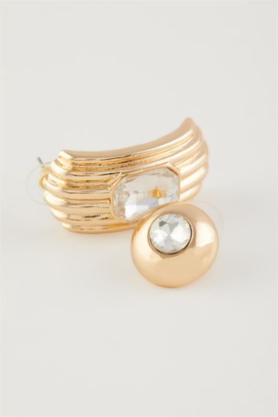 Woman 2 Piece Stone Gold Earrings