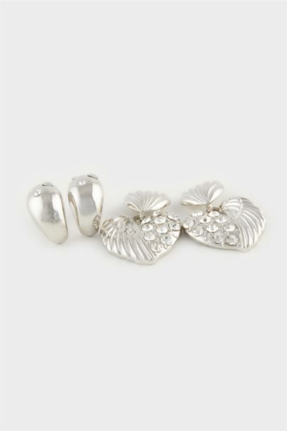 Woman 2 Piece Silver Earrings