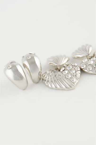 Woman 2 Piece Silver Earrings