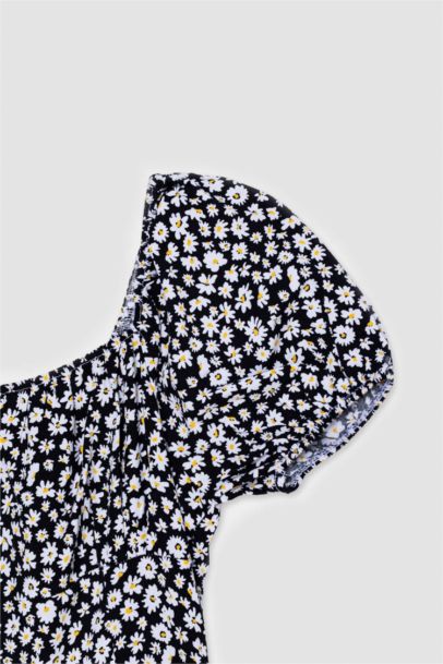 Cool Платье с Квадратным Вырезом и Цветочным Принтом