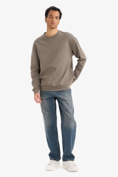 Sweatshirt Boxy à col rond et manches courtes