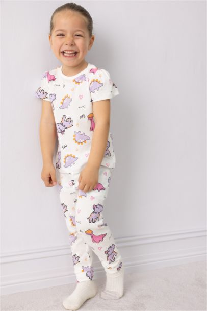 Ensemble Pyjama imprimé dinosaure avec T-shirt et pantalon pour bébé fille
