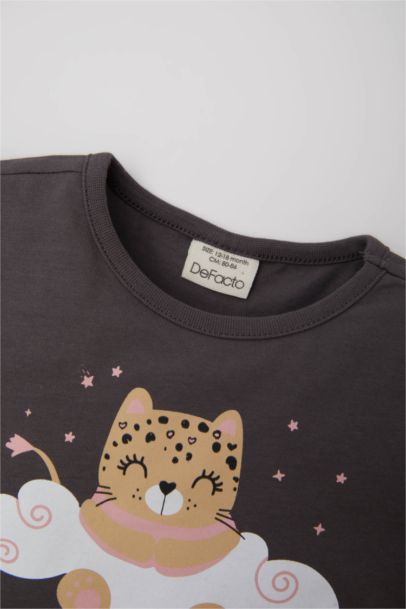 %100 Pamuklu Desenli Pijama Takımı Kız Bebek