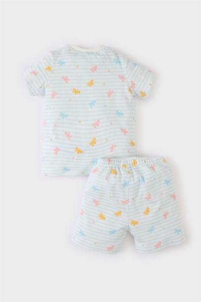 Baby Girl Butterfly Patterned Cotton 2 Piece Pajama Set