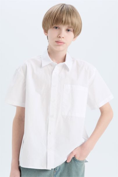 Рубашка поло для мальчика с коротким рукавом из парашютной ткани, оверсайз