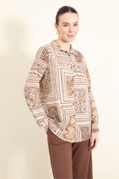 Regular Fit Shirt Collar Long Sleeve Tunic