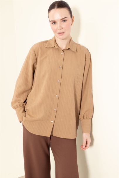 Обычная посадка, базовая простая рубашка-туника с длинным рукавом