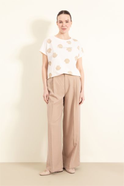 Crew Neck Patterned Short Sleeve T-Shirt