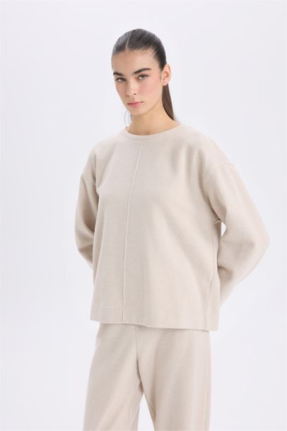 Long Sleeve Basic Top Wide Leg Bottom 2 Piece Set