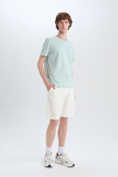 Регулярный Крой Хлопковые Шорты-Бермуды