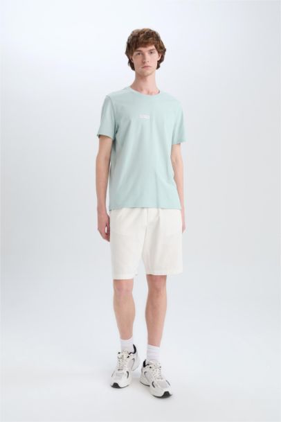 Регулярный Крой Хлопковые Шорты-Бермуды