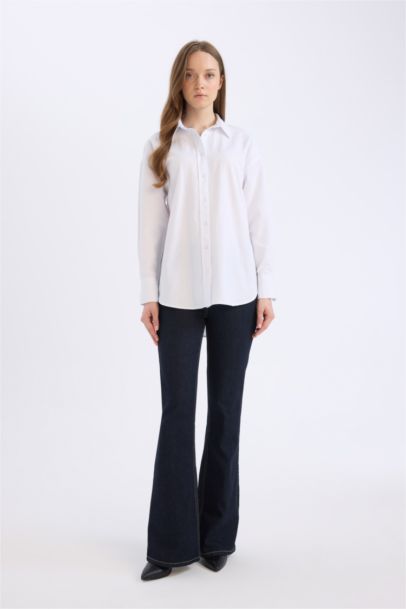 Relax Fit Basic Oxford Long Sleeve Shirt Tunic