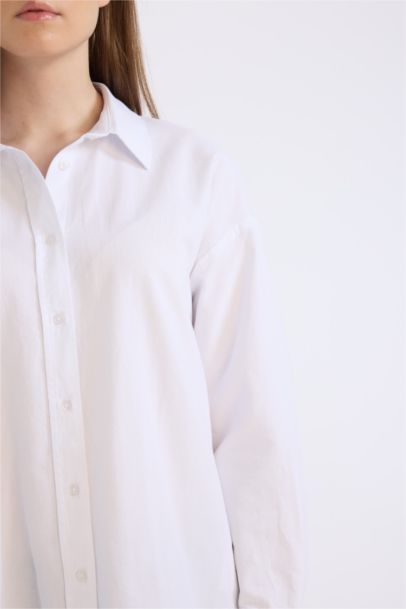 Relax Fit Basic Oxford Long Sleeve Shirt Tunic