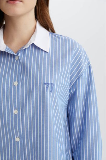 Relax Fit Poplin Shirt Collar Long Sleeve Tunic