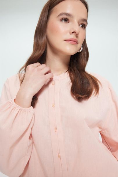 Regular Fit Flam Cotton Long Sleeve Shirt Tunic