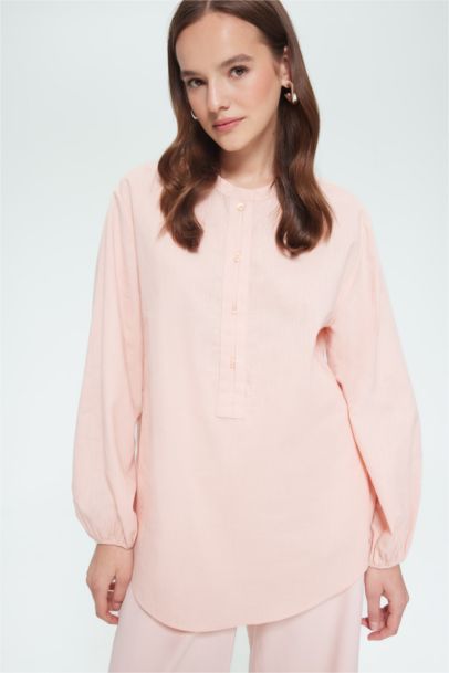 Regular Fit Flam Cotton Long Sleeve Shirt Tunic