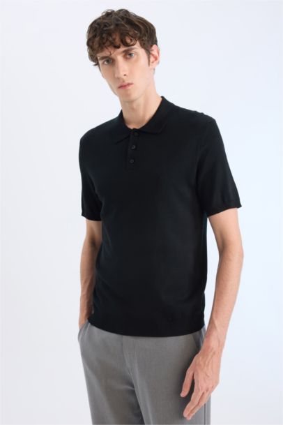 Standard Fit Polo Collar Knitwear Polo T-Shirt