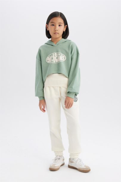 Beli Paçası Lastikli Baskılı Jogger Eşofman Altı Kız Çocuk