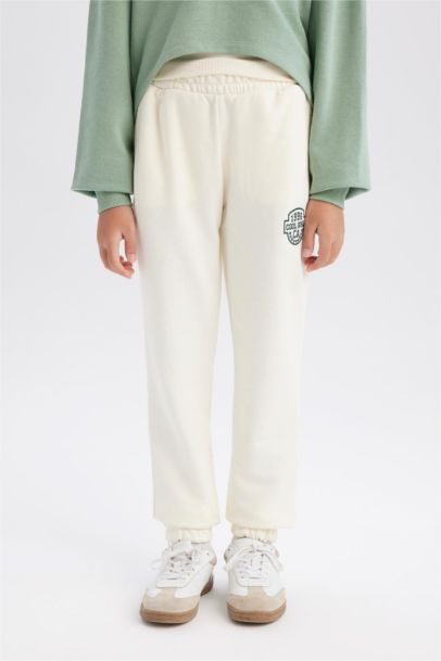Beli Paçası Lastikli Baskılı Jogger Eşofman Altı Kız Çocuk