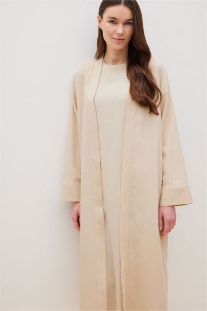 Relax Fit Crew Neck Crinkle Fabric Kimono