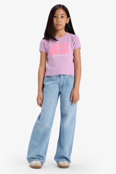 Girl Fitted Crew Neck Basic Rib T-Shirt