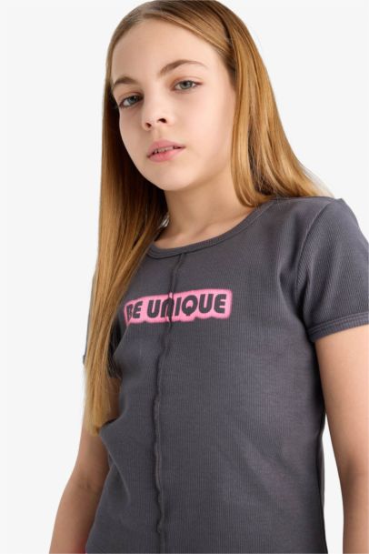 Girl Fitted Crew Neck 3D Ribbed Camisole T-Shirt