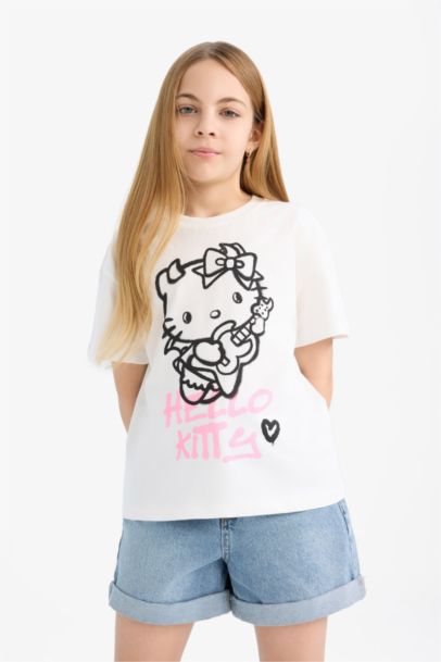 Hello Kitty Relax Fit Kısa Kollu Tişört Kız Çocuk